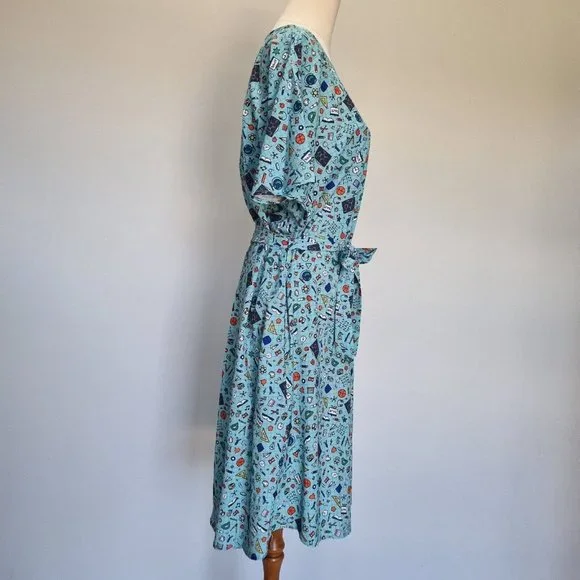 Lorraine LPD Multicolour Teacher Print Shift Dress with Belt Size 14 - Picture 5 of 10